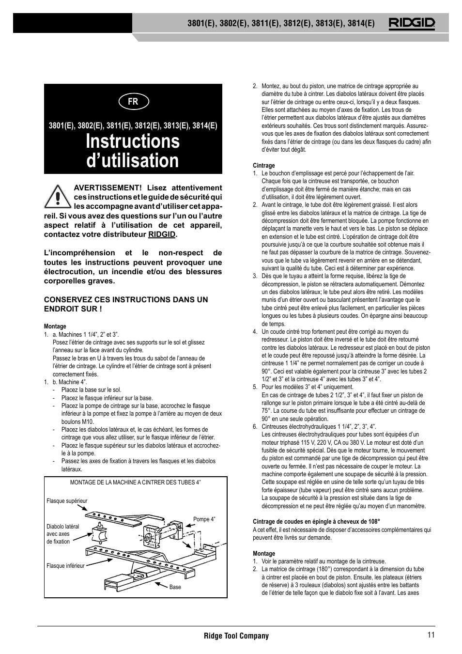 Instructions d’utilisation | RIDGID 3814	(E) User Manual | Page 12 / 97