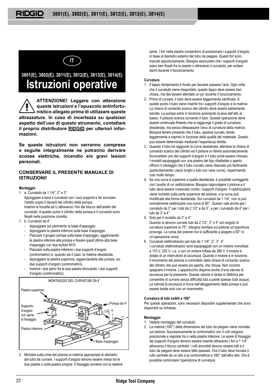 Istruzioni operative | RIDGID 3814	(E) User Manual | Page 23 / 97