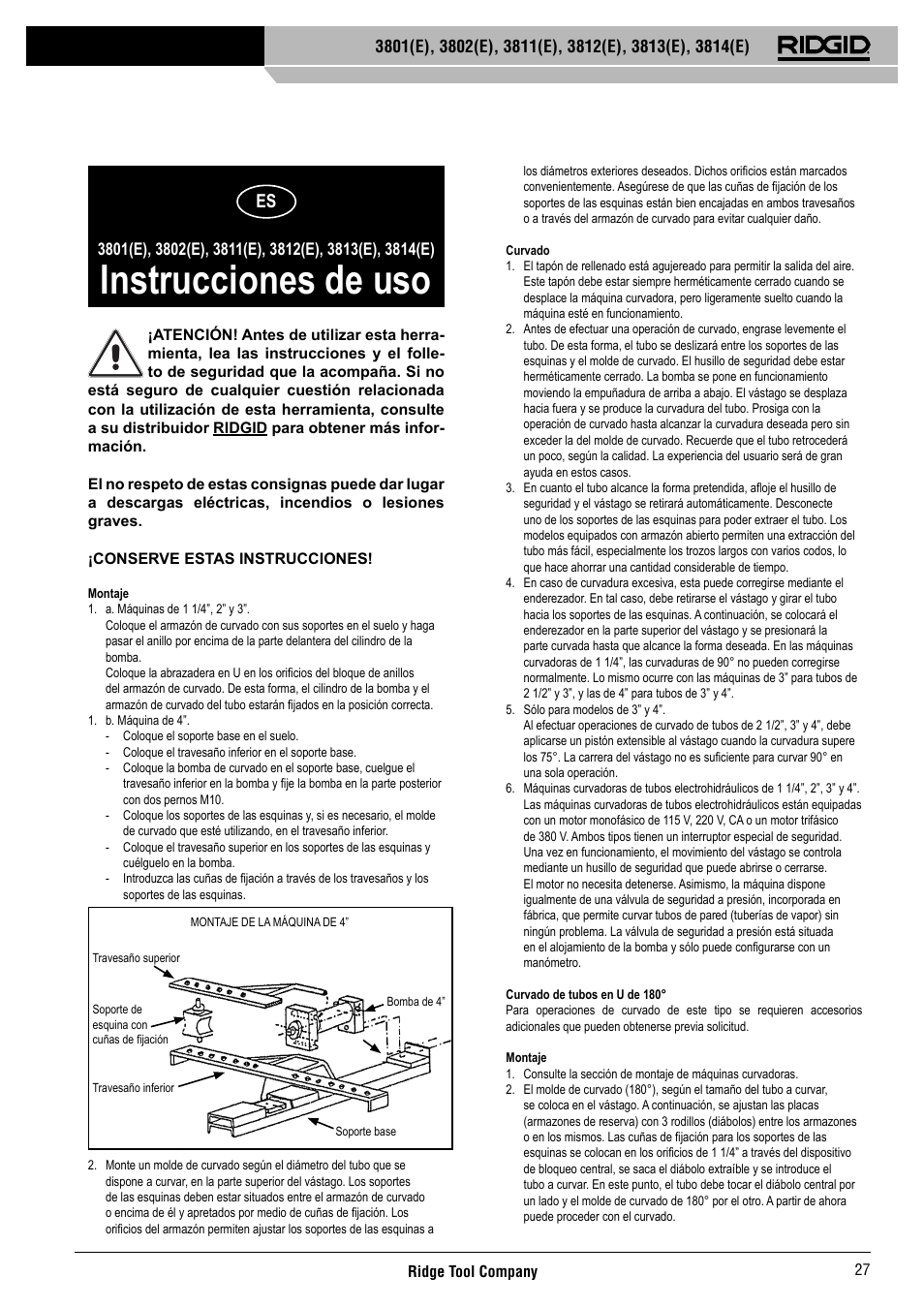 Instrucciones de uso | RIDGID 3814	(E) User Manual | Page 28 / 97