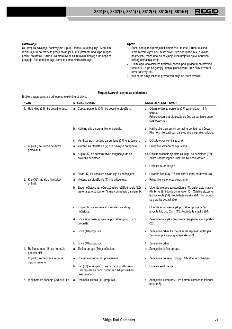 RIDGID 3814	(E) User Manual | Page 60 / 97