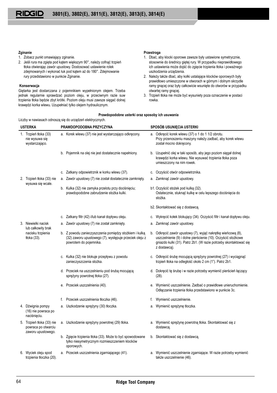 RIDGID 3814	(E) User Manual | Page 65 / 97