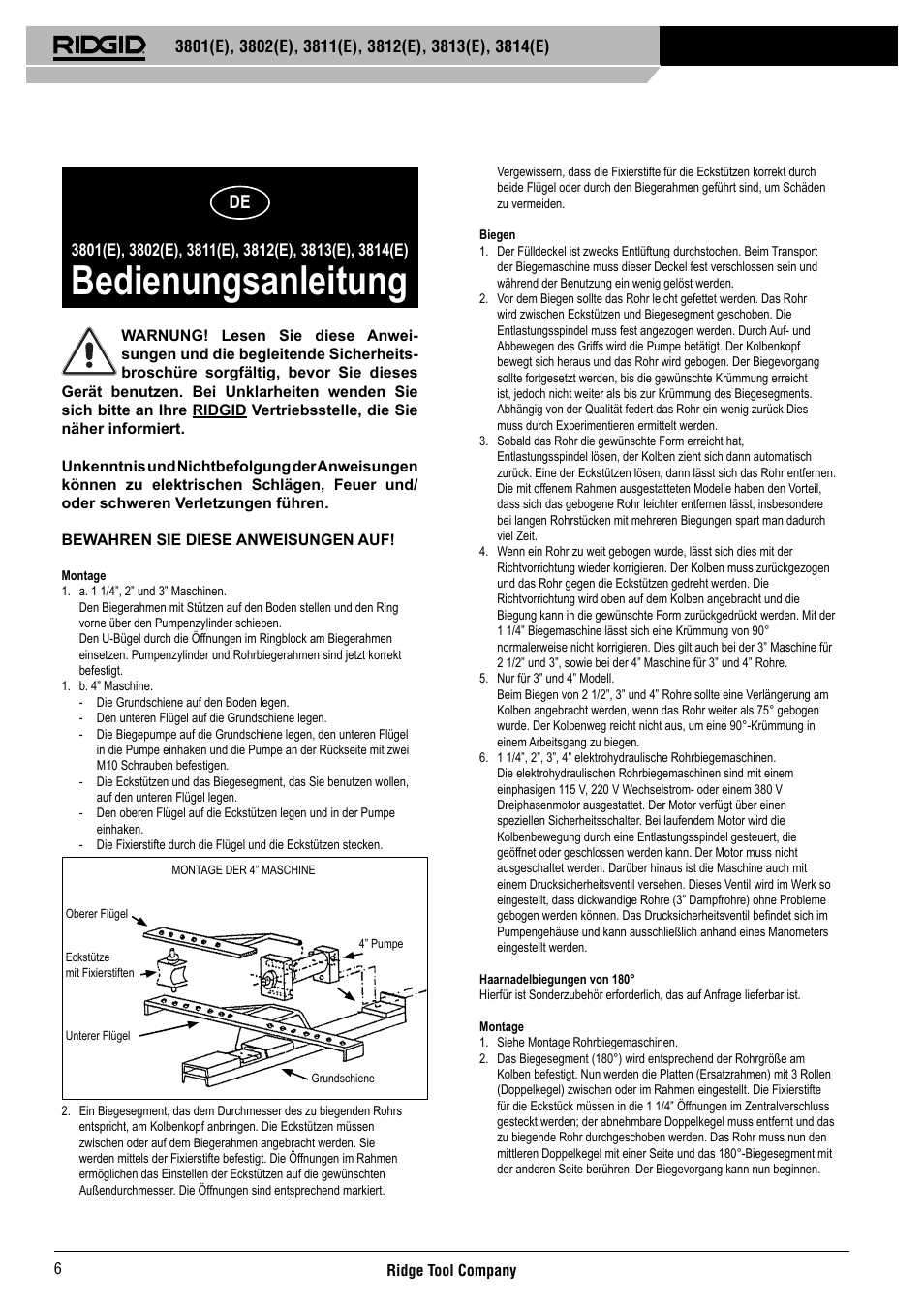 Bedienungsanleitung | RIDGID 3814	(E) User Manual | Page 7 / 97