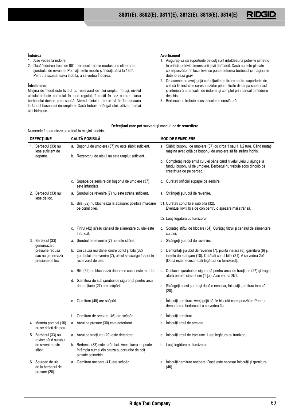 RIDGID 3814	(E) User Manual | Page 70 / 97