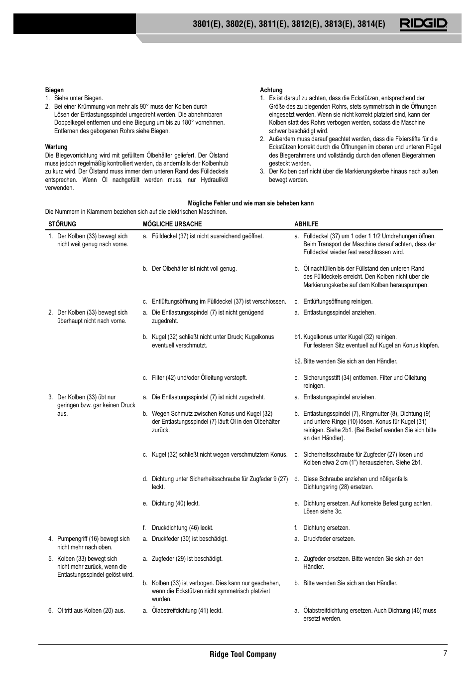 RIDGID 3814	(E) User Manual | Page 8 / 97