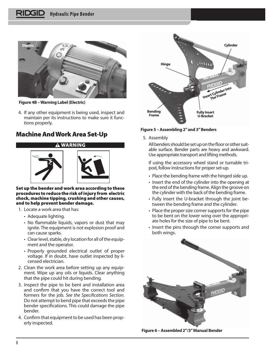 Machine and work area set-up | RIDGID Hydraulic Pipe Bender User Manual | Page 10 / 358