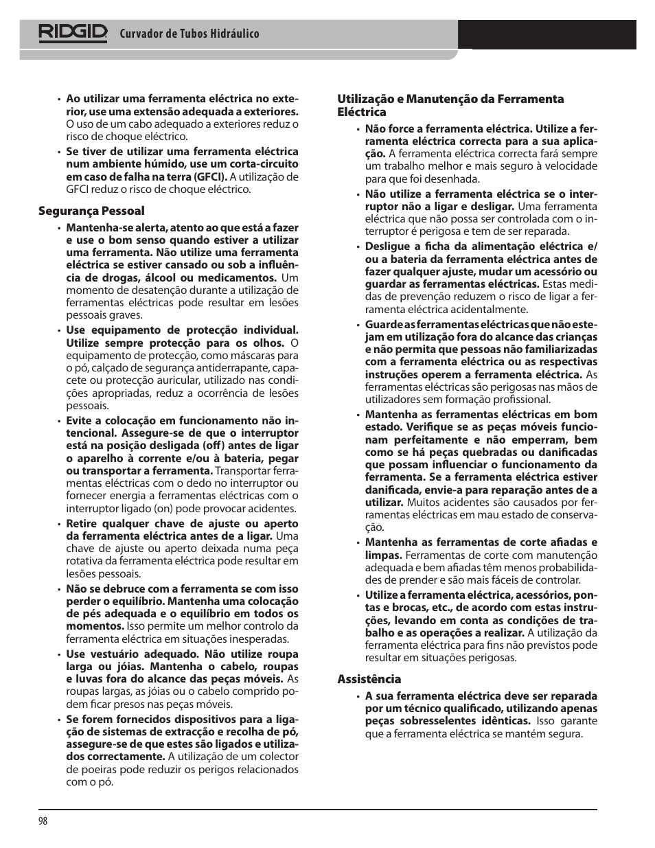 RIDGID Hydraulic Pipe Bender User Manual | Page 100 / 358