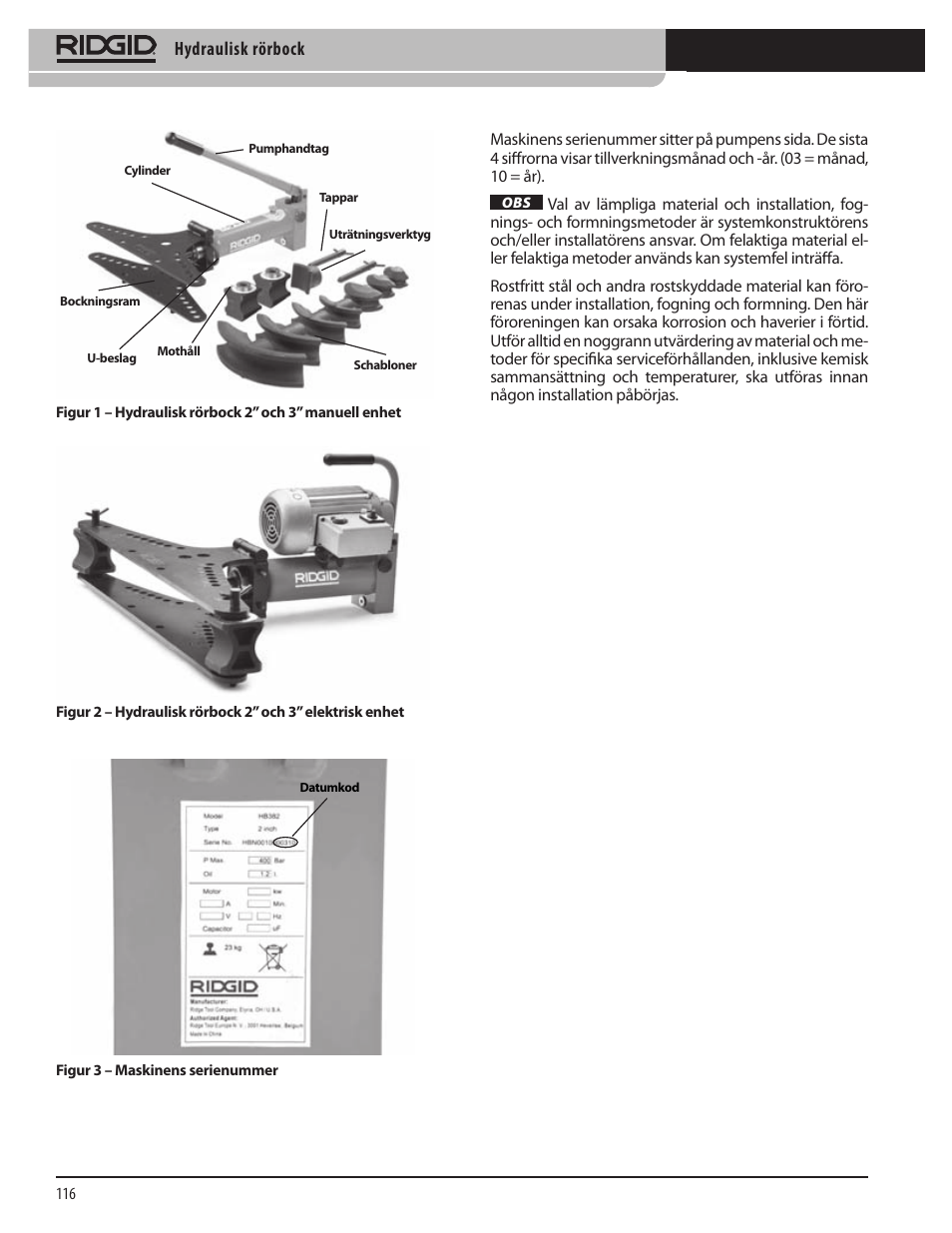 RIDGID Hydraulic Pipe Bender User Manual | Page 118 / 358