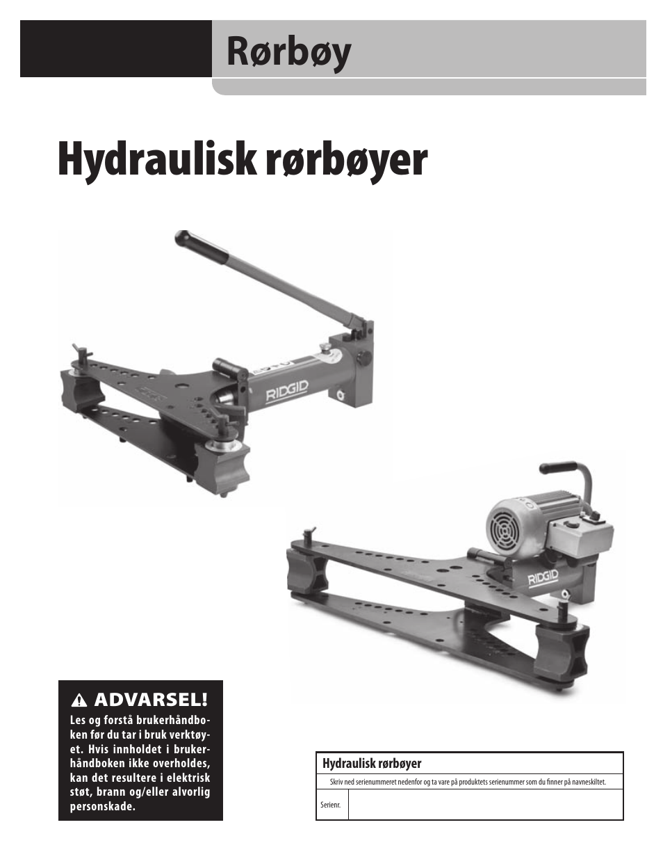 Hydraulisk rørbøyer, Rørbøy | RIDGID Hydraulic Pipe Bender User Manual | Page 145 / 358