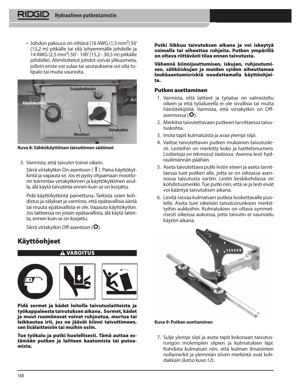 Käyttöohjeet | RIDGID Hydraulic Pipe Bender User Manual | Page 170 / 358