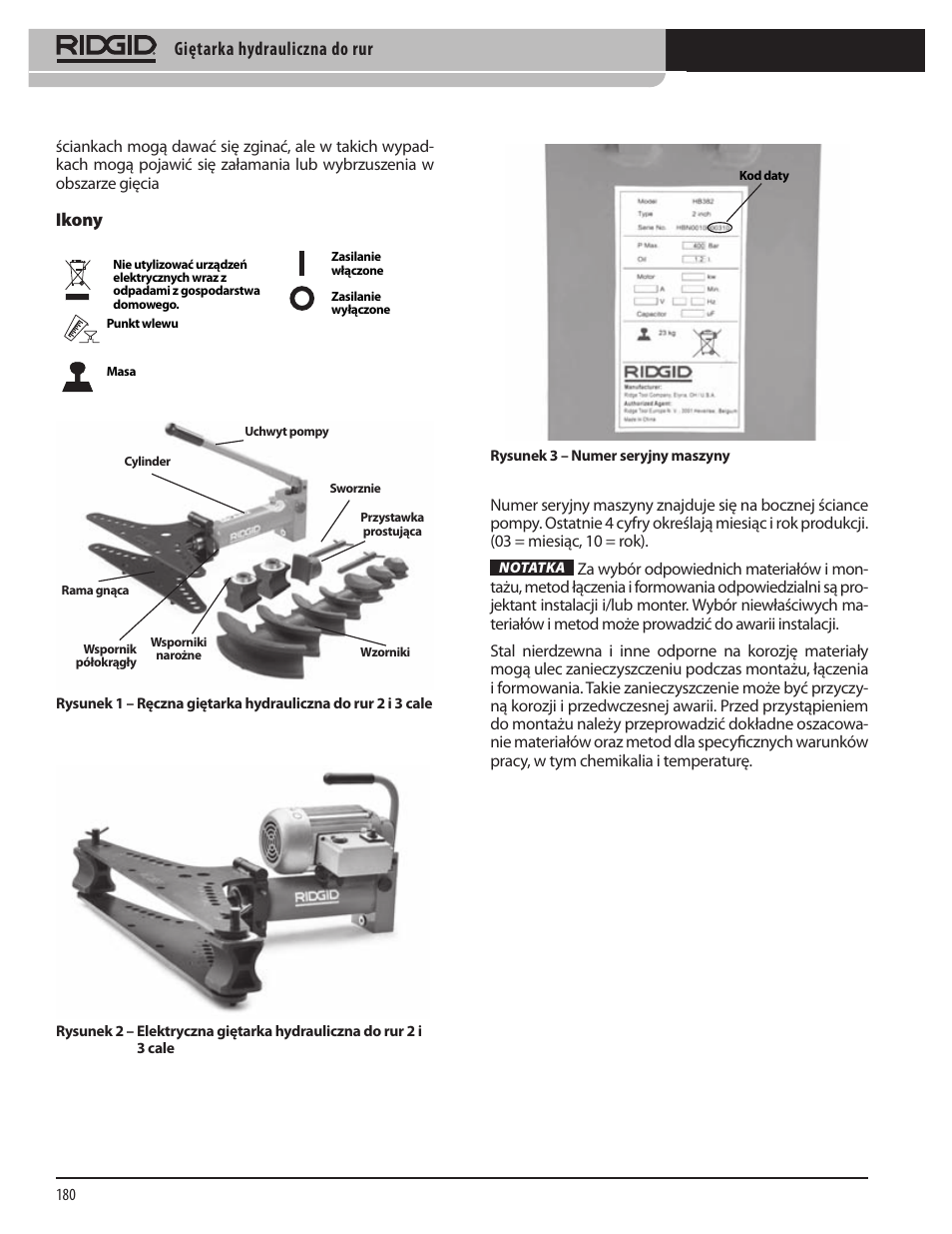 Giętarka hydrauliczna do rur | RIDGID Hydraulic Pipe Bender User Manual | Page 182 / 358