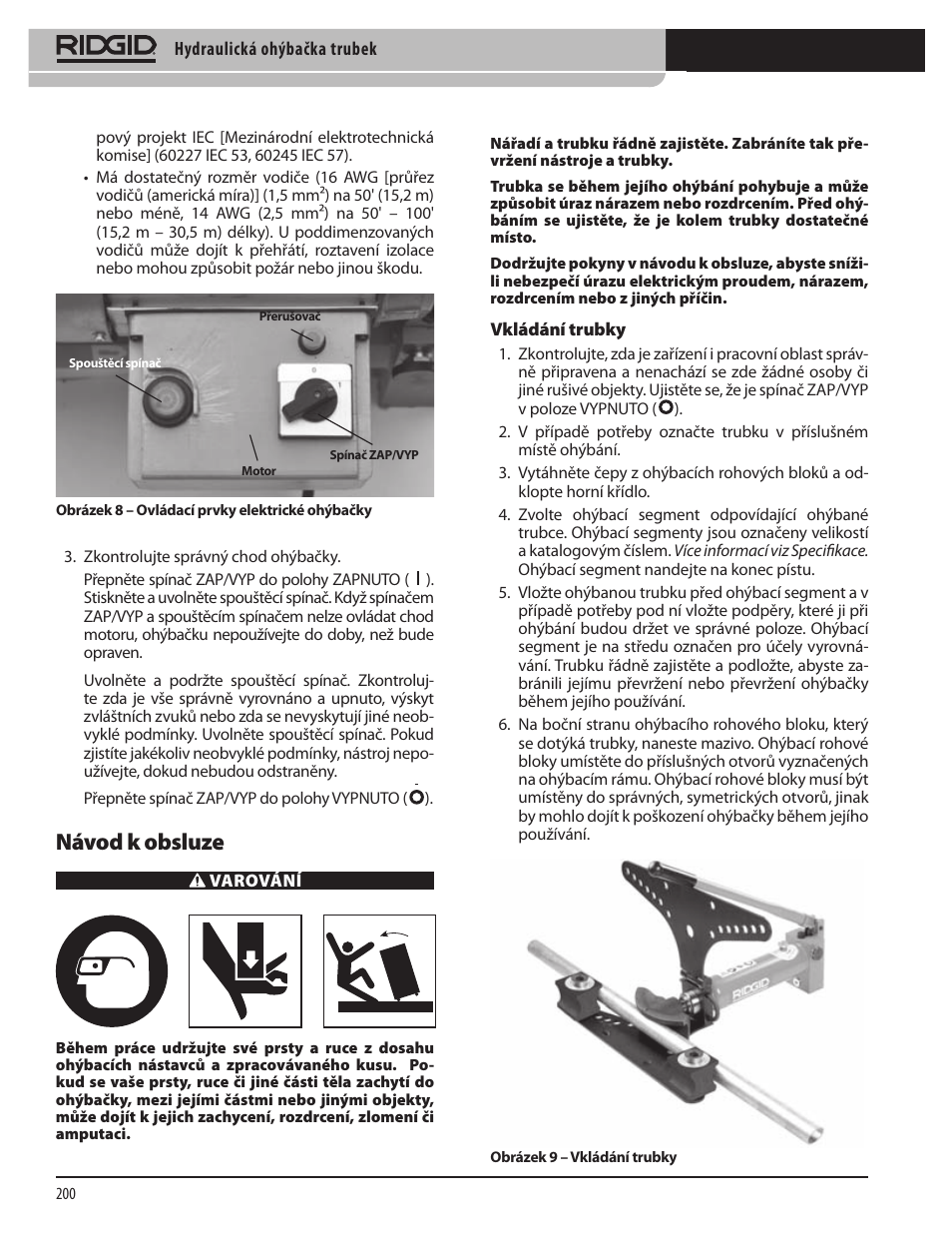 Návod k obsluze | RIDGID Hydraulic Pipe Bender User Manual | Page 202 / 358