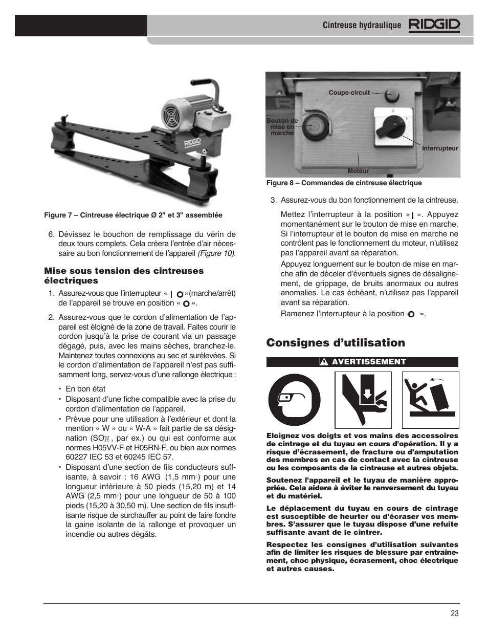 Consignes d’utilisation | RIDGID Hydraulic Pipe Bender User Manual | Page 25 / 358