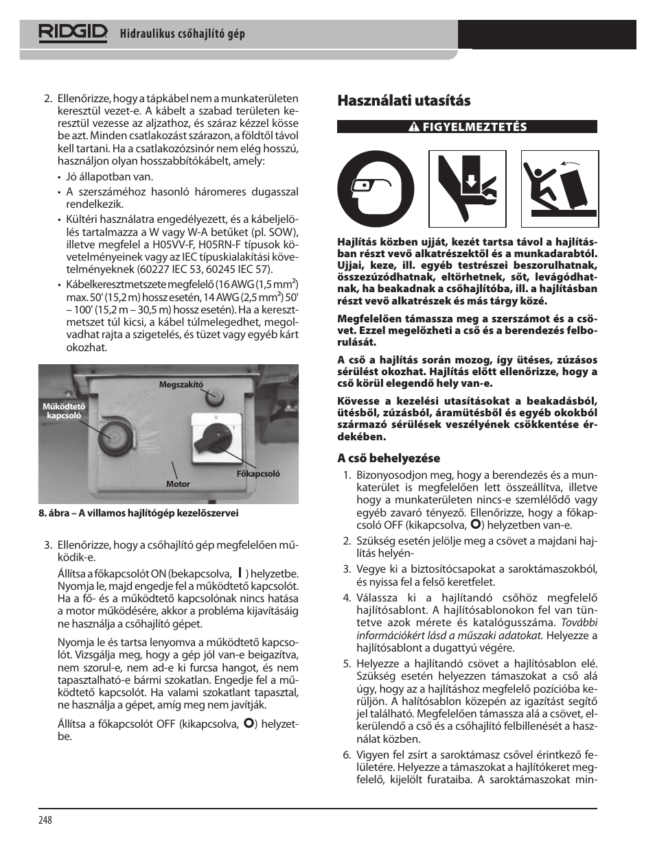 Használati utasítás | RIDGID Hydraulic Pipe Bender User Manual | Page 250 / 358