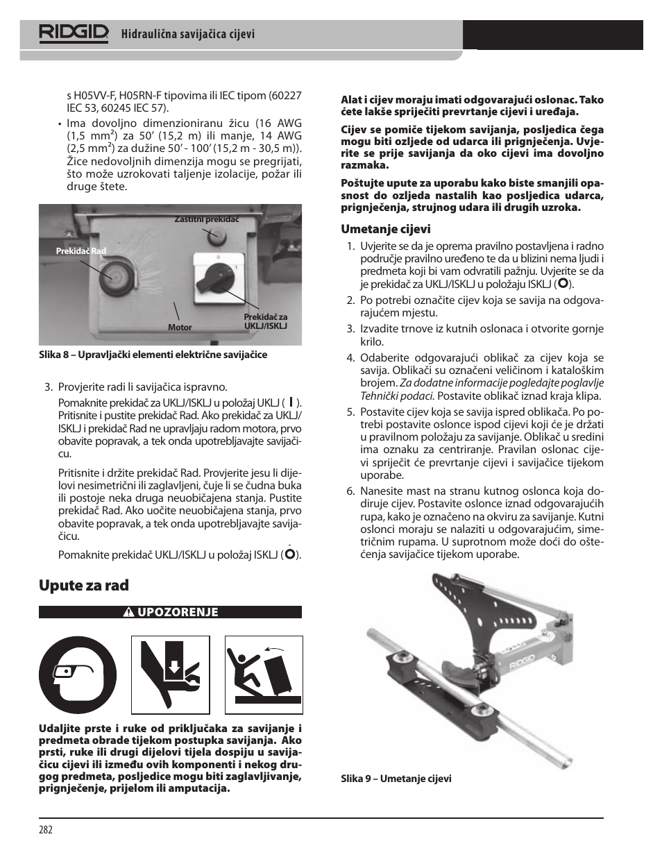 Upute za rad | RIDGID Hydraulic Pipe Bender User Manual | Page 284 / 358