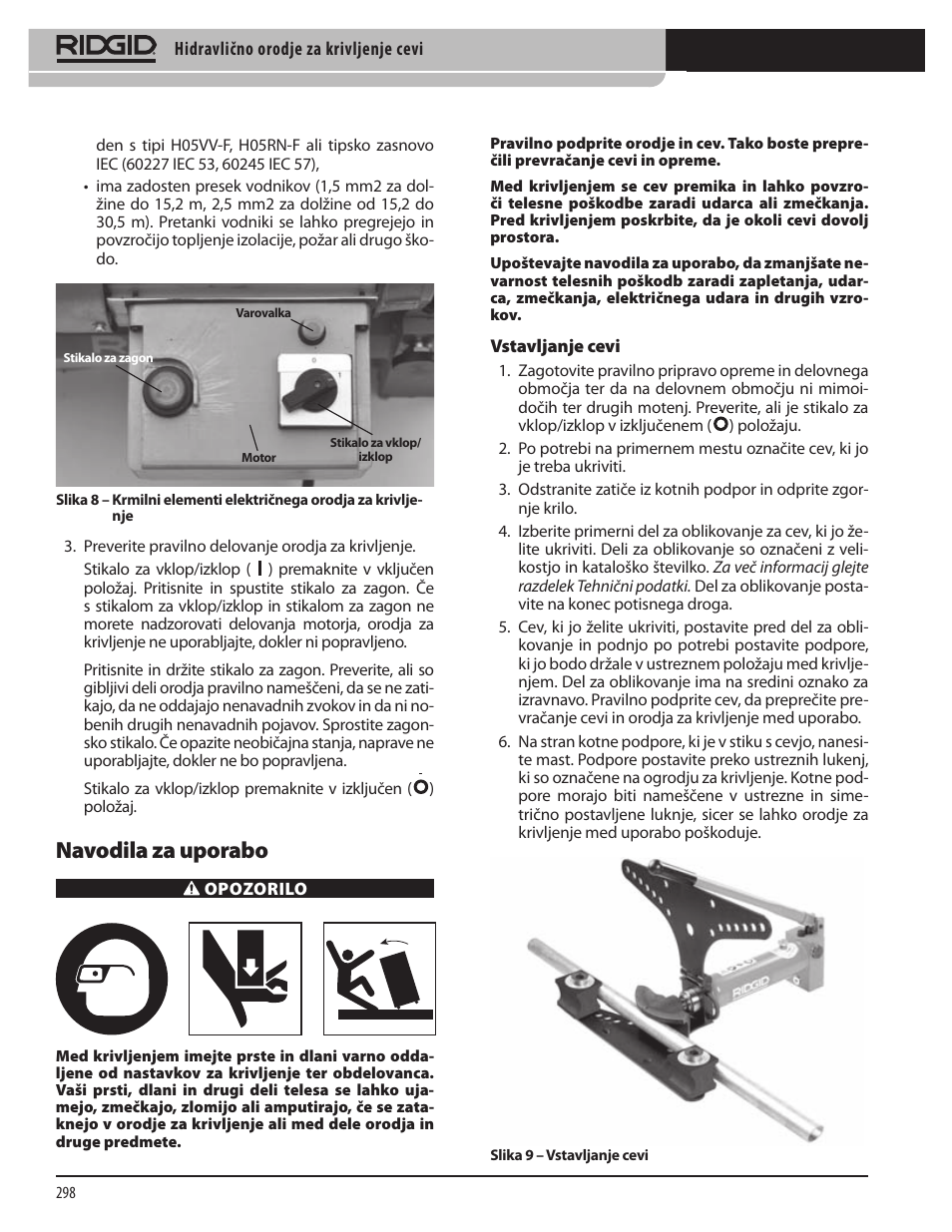 Navodila za uporabo | RIDGID Hydraulic Pipe Bender User Manual | Page 300 / 358