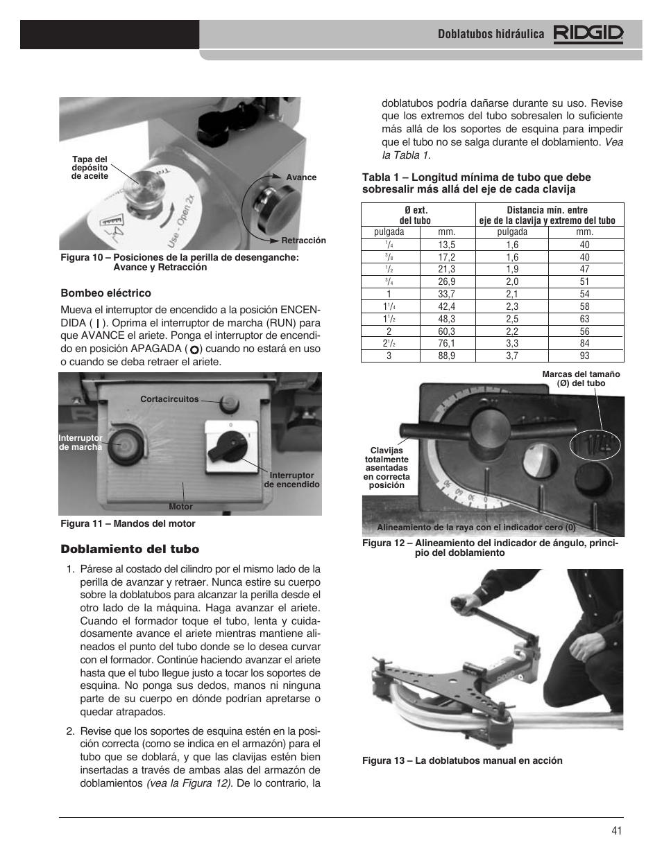 Doblatubos hidráulica, Doblamiento del tubo | RIDGID Hydraulic Pipe Bender User Manual | Page 43 / 358