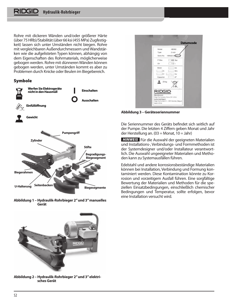 RIDGID Hydraulic Pipe Bender User Manual | Page 54 / 358