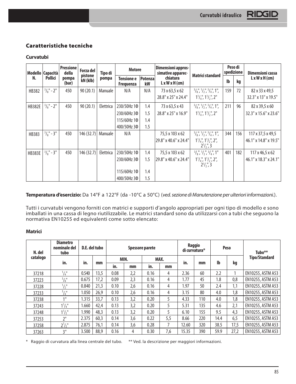 Curvatubi idraulico | RIDGID Hydraulic Pipe Bender User Manual | Page 87 / 358