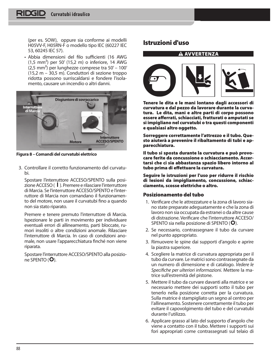 Istruzioni d'uso | RIDGID Hydraulic Pipe Bender User Manual | Page 90 / 358
