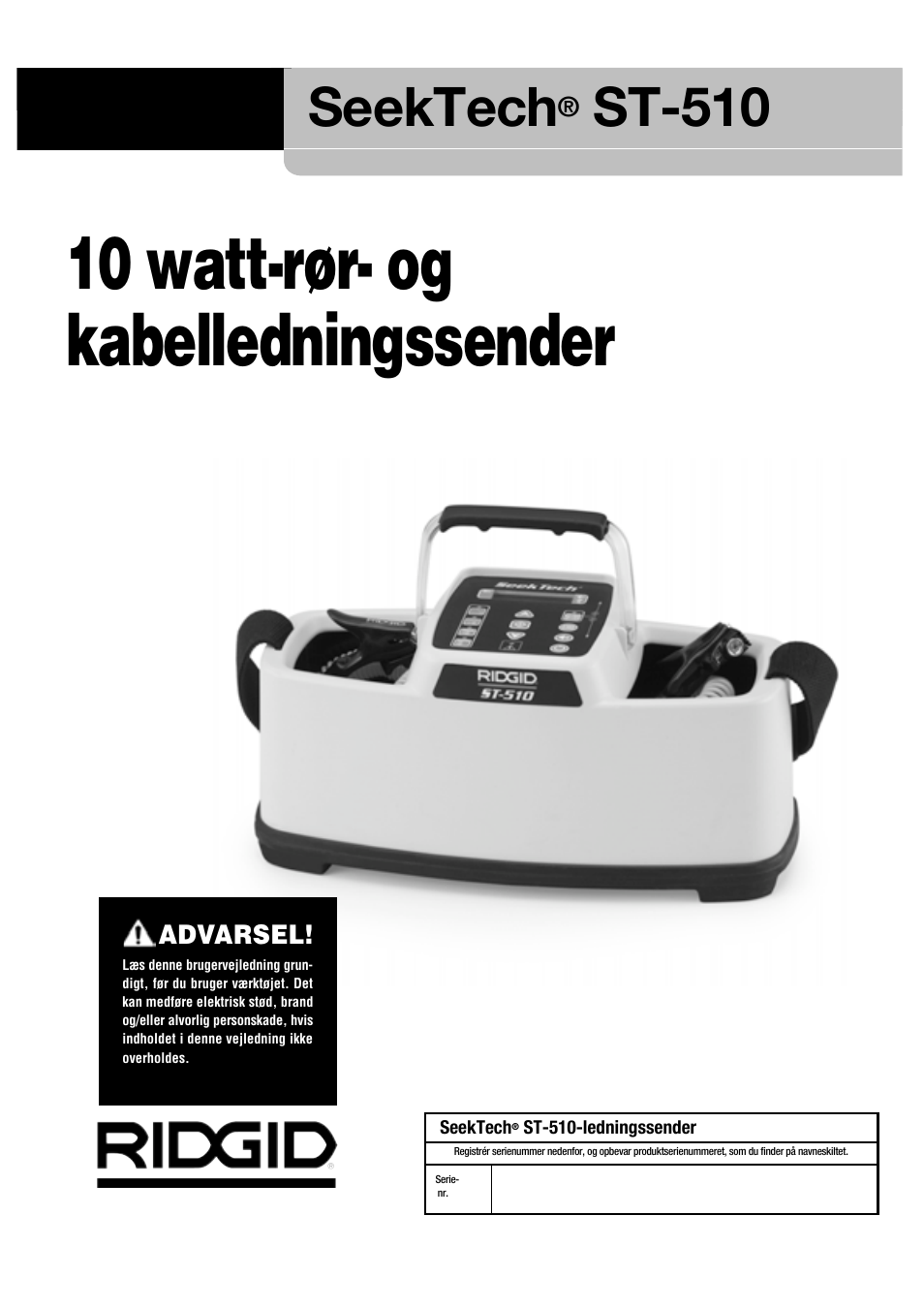 10 watt-rør- og kabelledningssender, Seektech, St-510 | RIDGID SeekTech ST-510 User Manual | Page 151 / 403