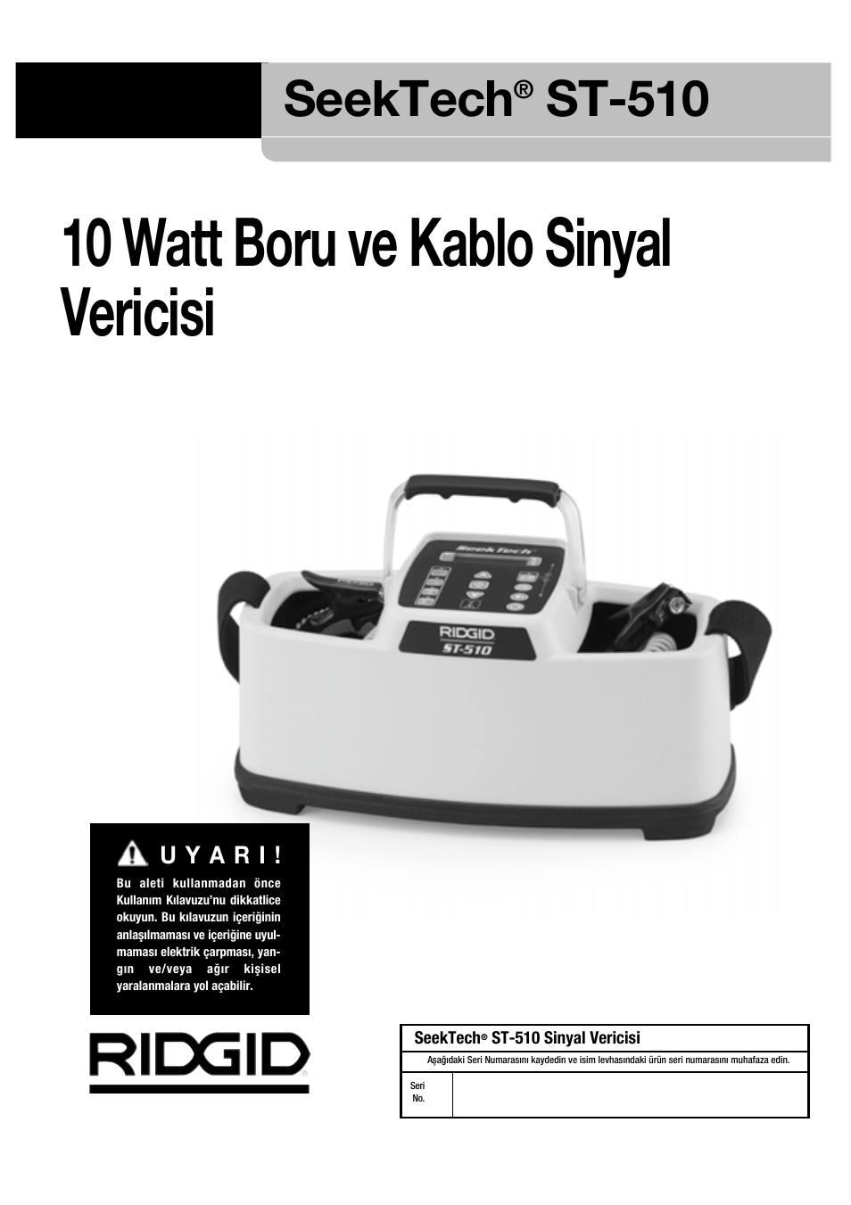 10 watt boru ve kablo sinyal vericisi, Seektech, St-510 | RIDGID SeekTech ST-510 User Manual | Page 331 / 403