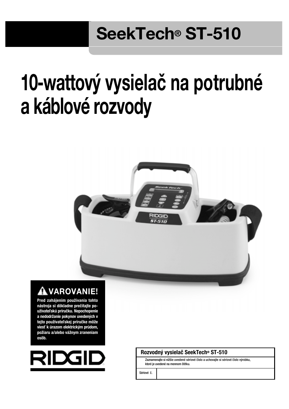 Wattový vysielač na potrubné a káblové rozvody, Seektech, St-510 | RIDGID SeekTech ST-510 User Manual | Page 367 / 403