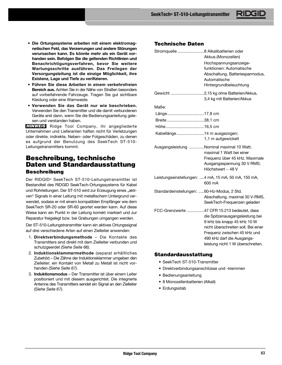 RIDGID SeekTech ST-510 User Manual | Page 65 / 403