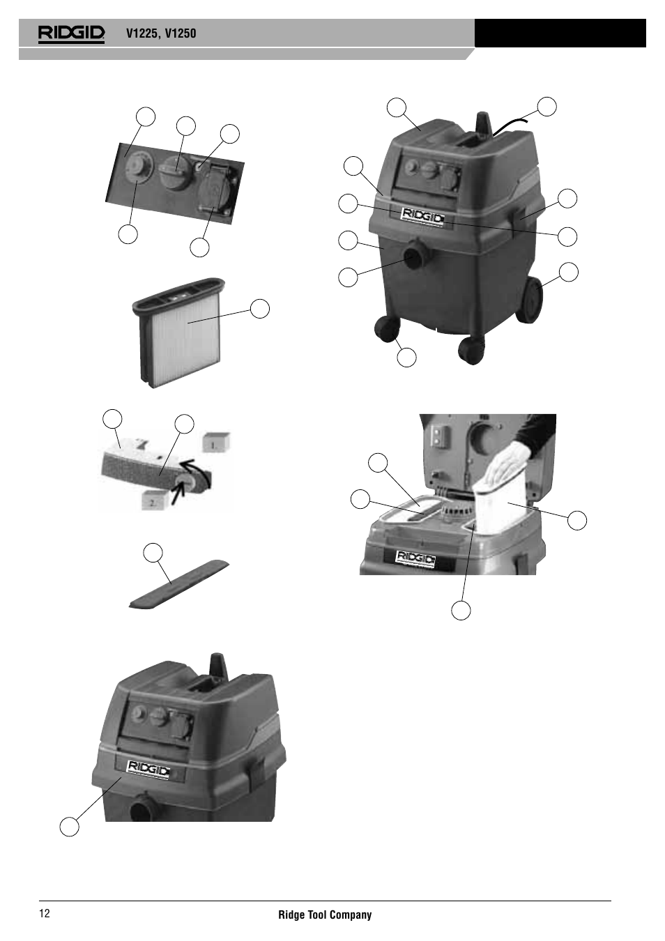 RIDGID V-1250 User Manual | Page 13 / 56