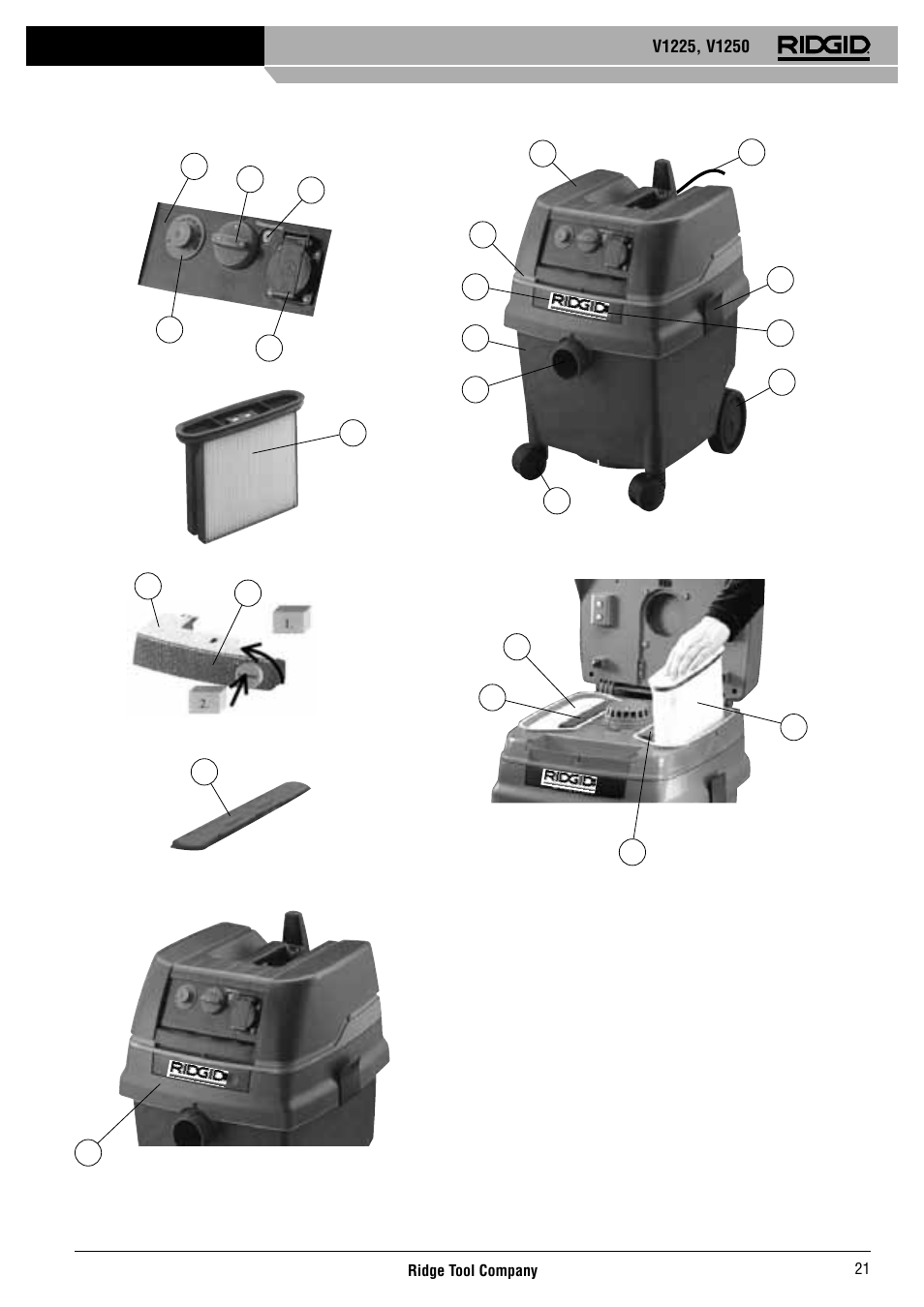 RIDGID V-1250 User Manual | Page 22 / 56