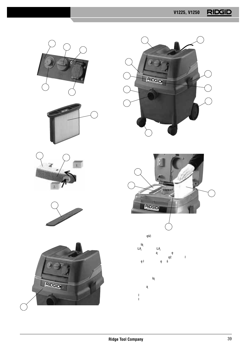 RIDGID V-1250 User Manual | Page 40 / 56