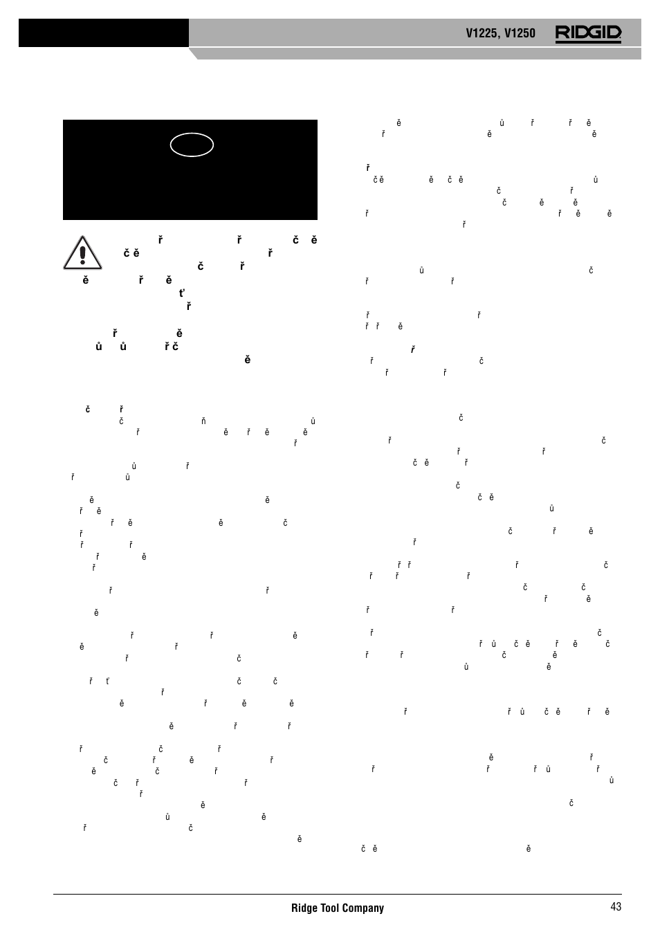 Návod k obsluze | RIDGID V-1250 User Manual | Page 44 / 56