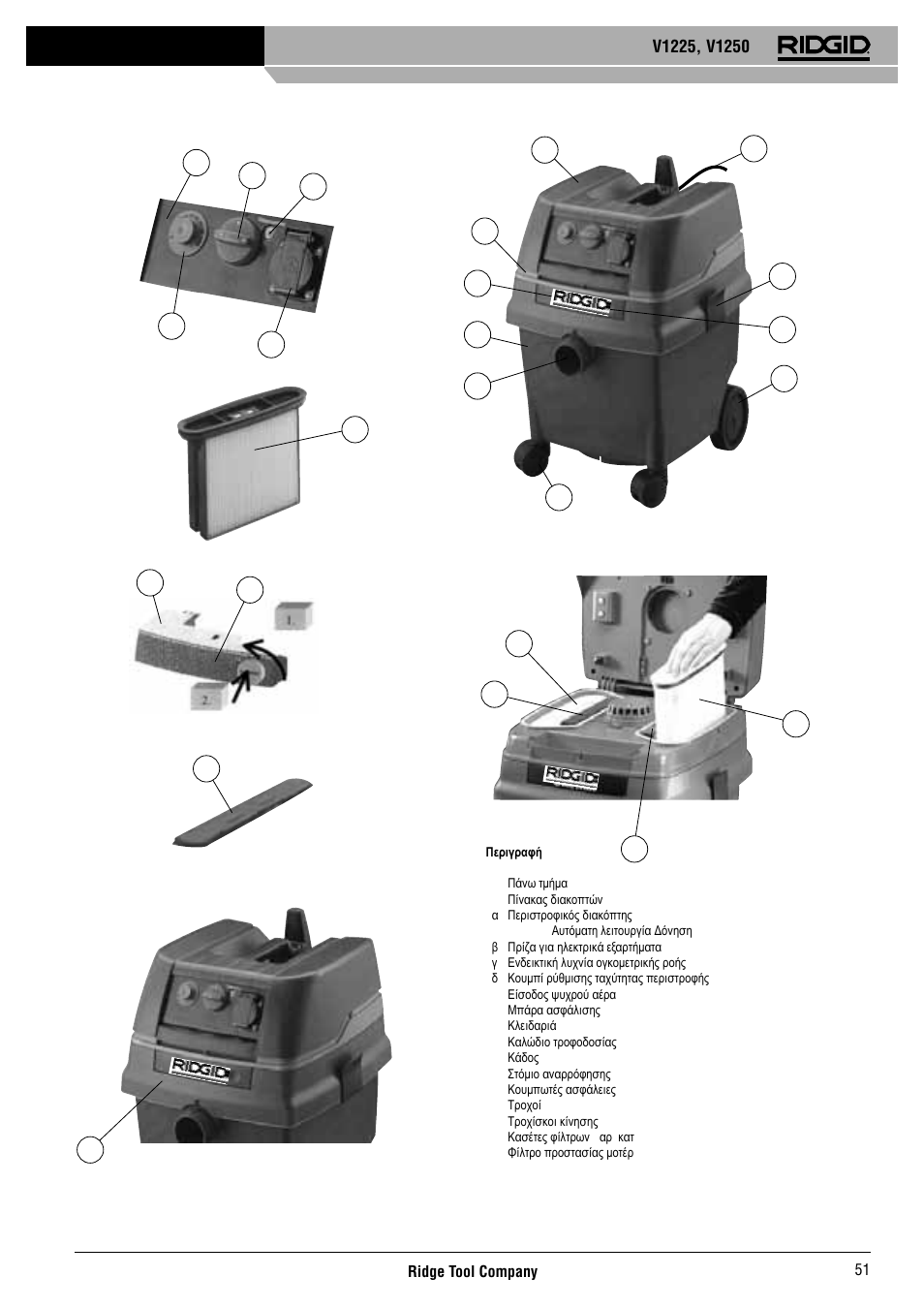 RIDGID V-1250 User Manual | Page 52 / 56