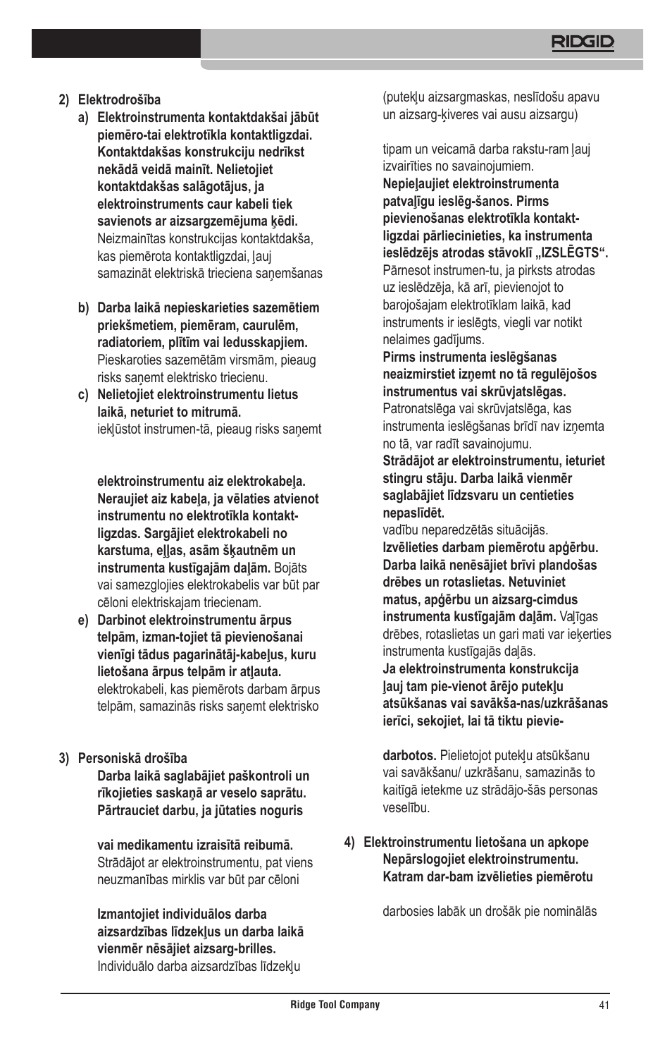 RIDGID Общие правила техники безопасности User Manual | Page 42 / 65