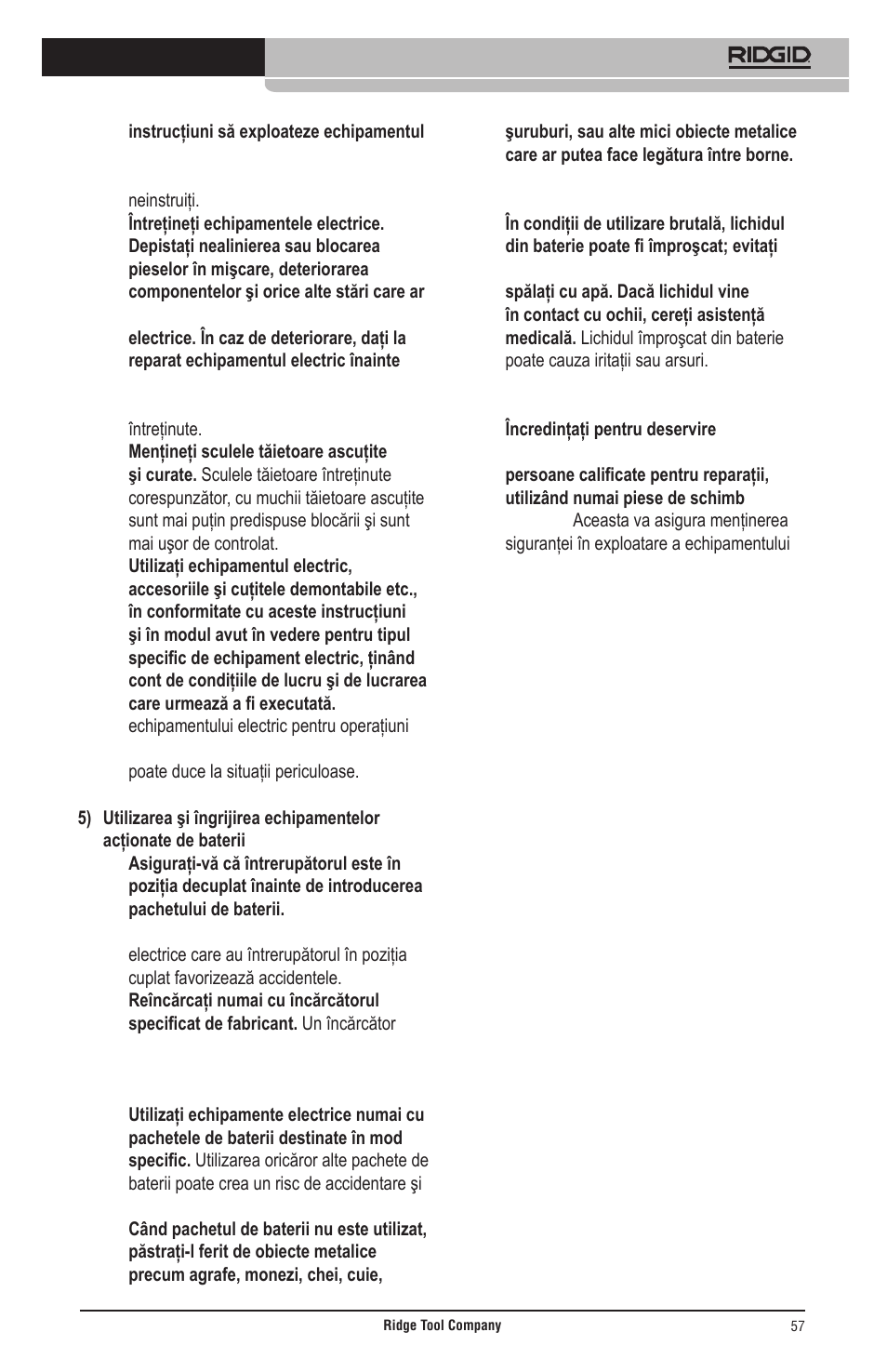 RIDGID Общие правила техники безопасности User Manual | Page 58 / 65