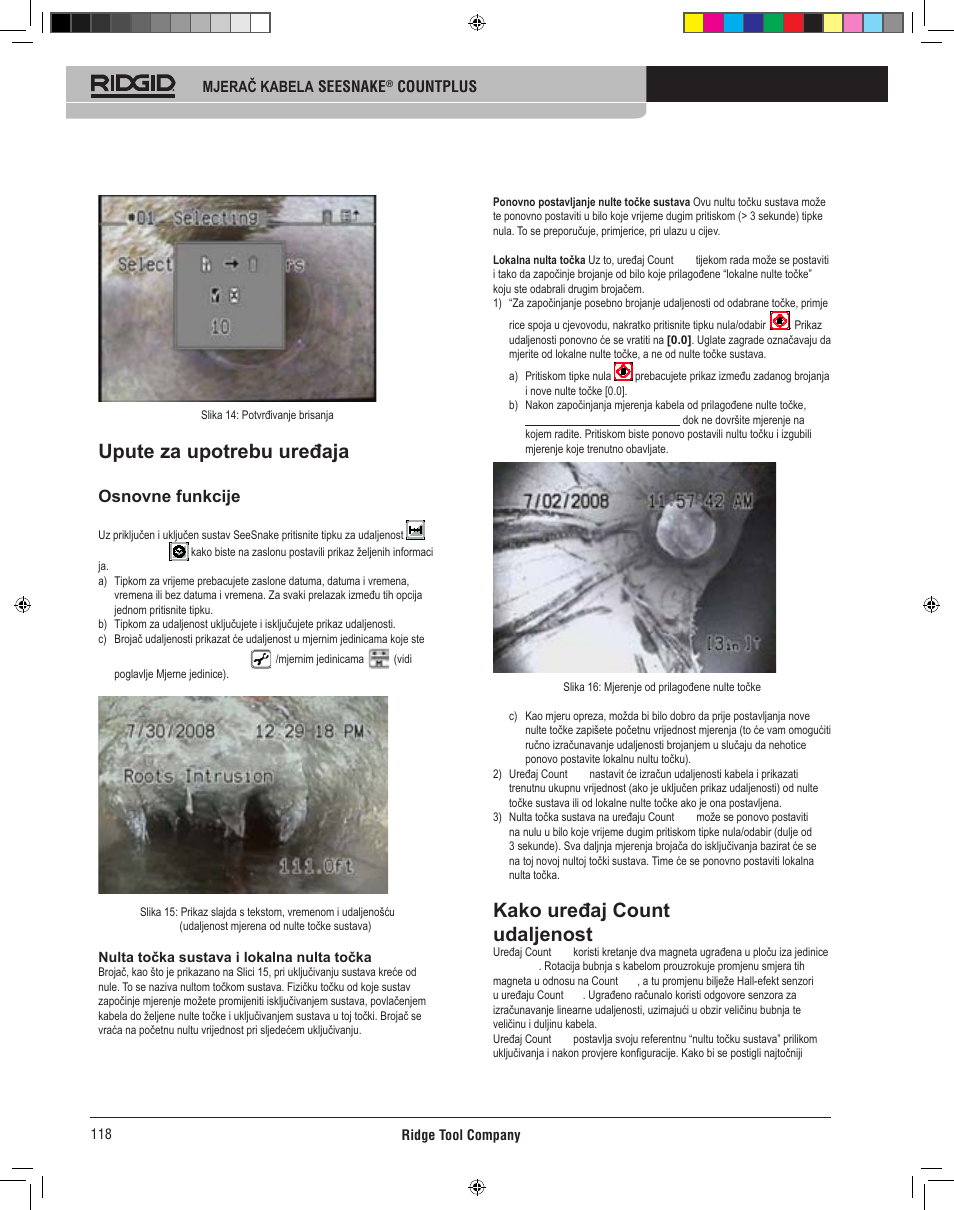 Upute za upotrebu uređaja count plus, Kako uređaj count plus mjeri udaljenost, Osnovne funkcije | RIDGID CountPlus User Manual | Page 120 / 204