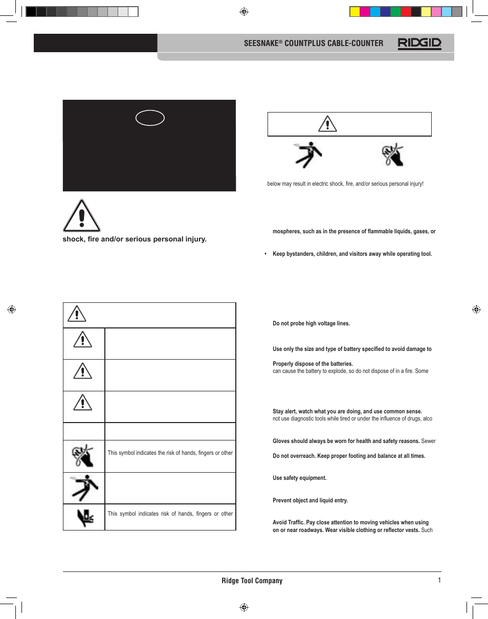 Seesnake, Operator’s manual, Count plus cable counter | RIDGID CountPlus User Manual | Page 3 / 204