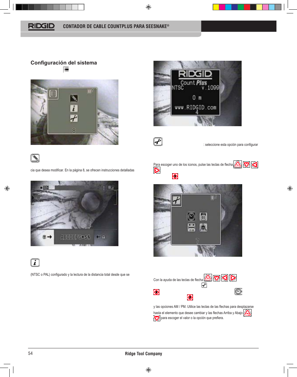 Configuración del sistema | RIDGID CountPlus User Manual | Page 56 / 204