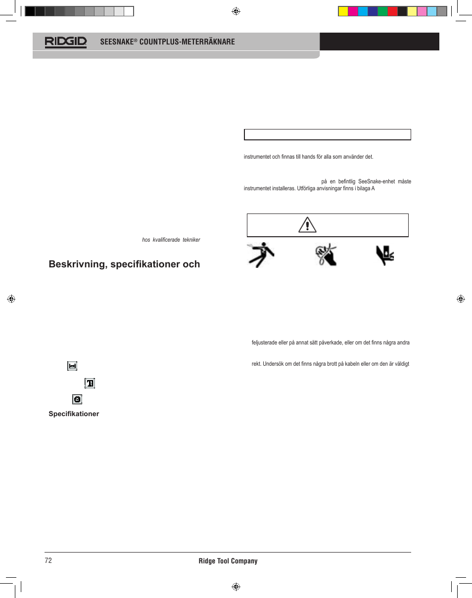 Använda och underhålla count plus, Service, Installera count plus | Instrumentinspektion | RIDGID CountPlus User Manual | Page 74 / 204