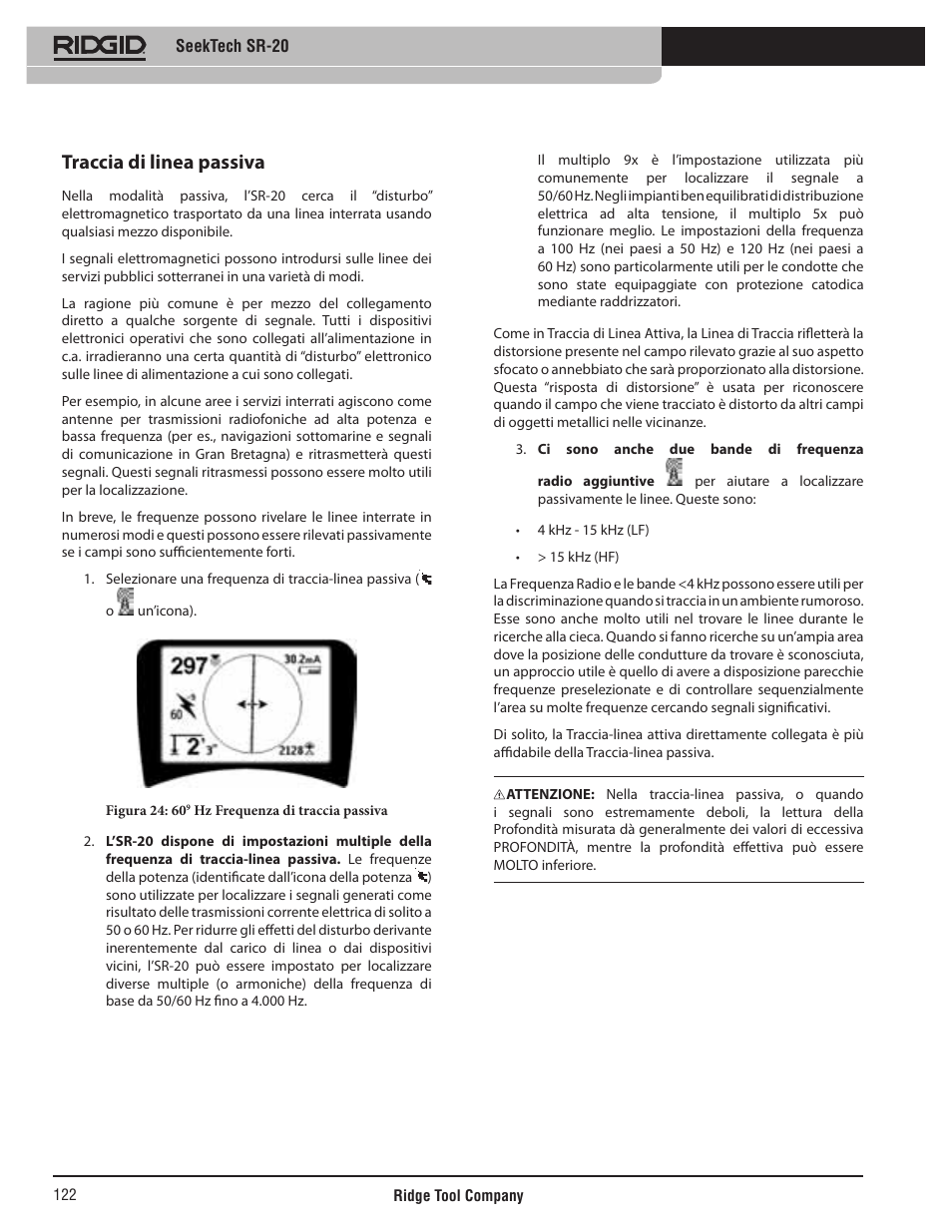 Traccia di linea passiva | RIDGID SeekTech SR-20 User Manual | Page 123 / 301