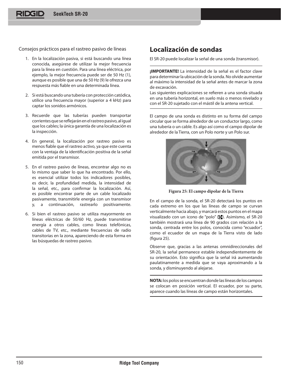 Localización de sondas | RIDGID SeekTech SR-20 User Manual | Page 151 / 301