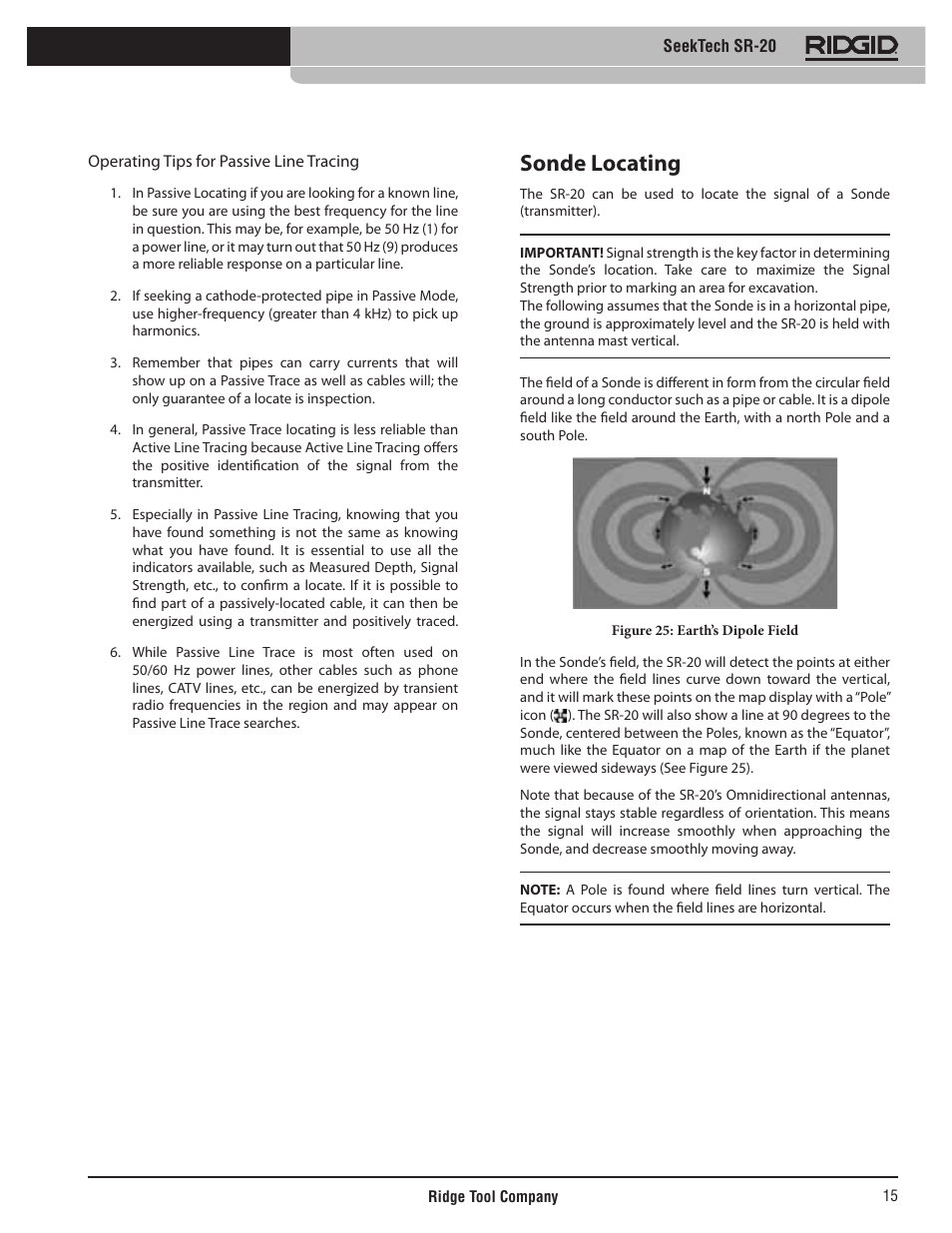 Sonde locating | RIDGID SeekTech SR-20 User Manual | Page 16 / 301
