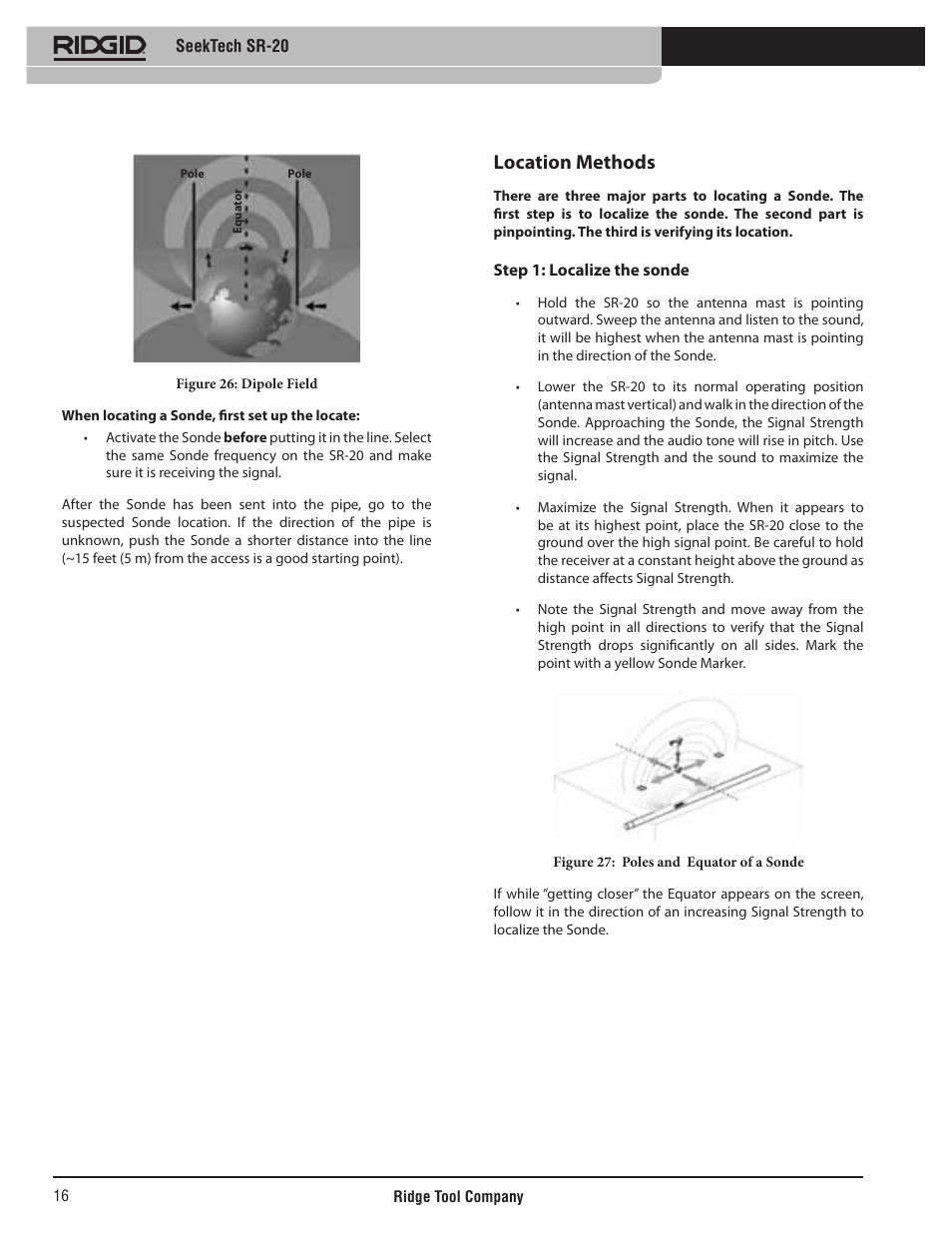 Location methods | RIDGID SeekTech SR-20 User Manual | Page 17 / 301
