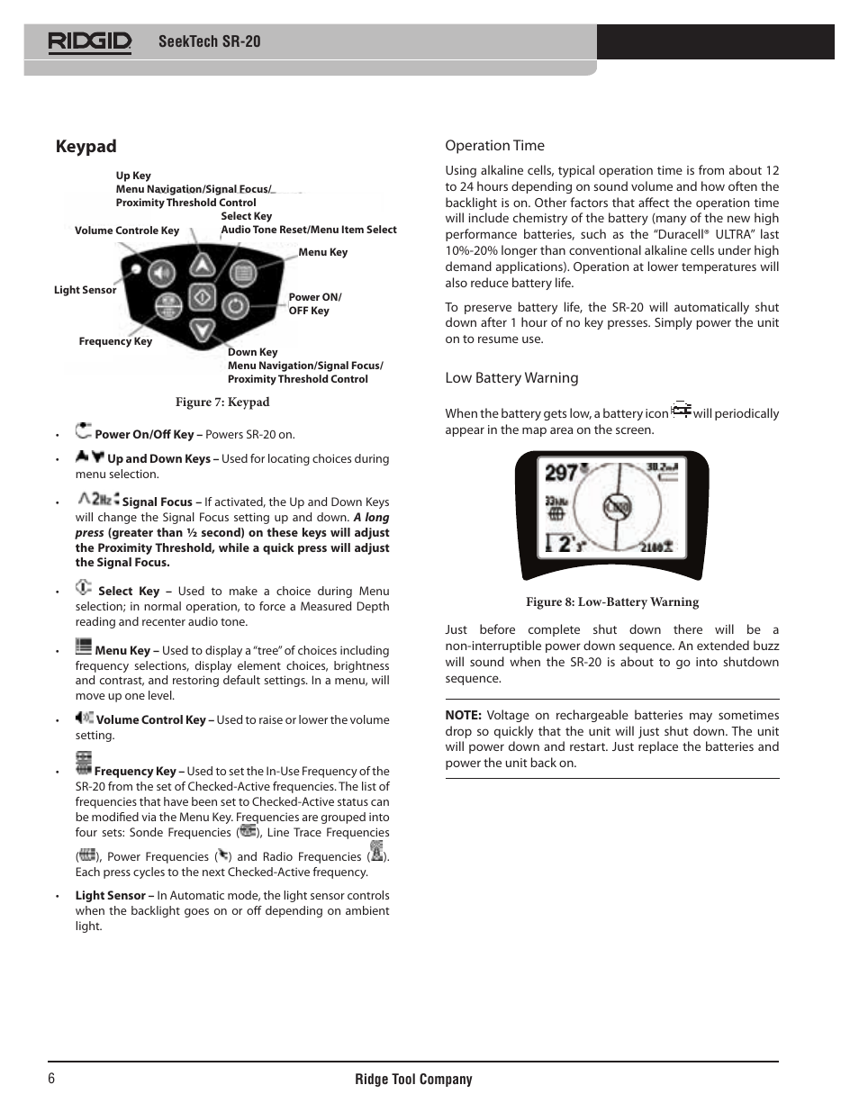 Keypad | RIDGID SeekTech SR-20 User Manual | Page 7 / 301