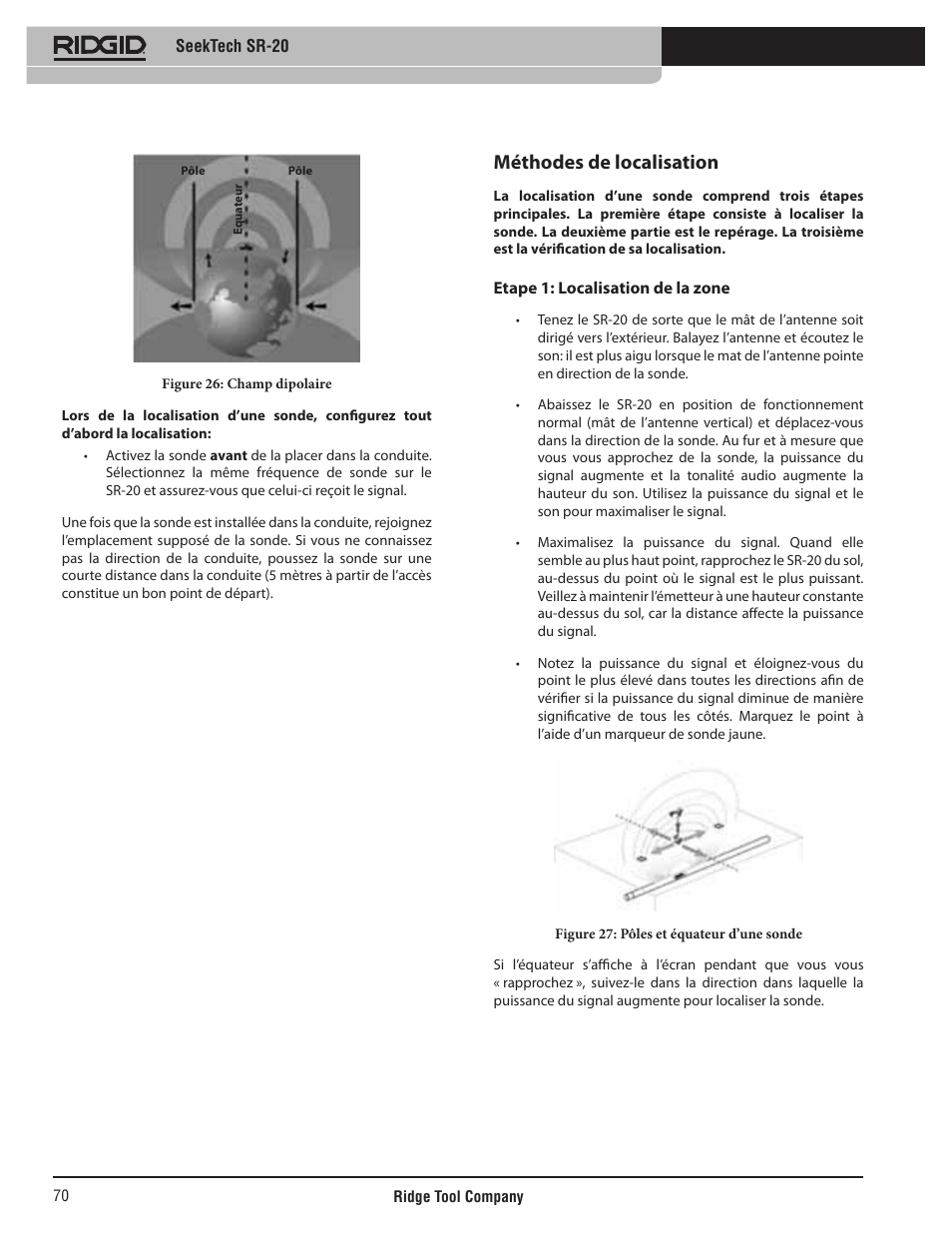 Méthodes de localisation | RIDGID SeekTech SR-20 User Manual | Page 71 / 301