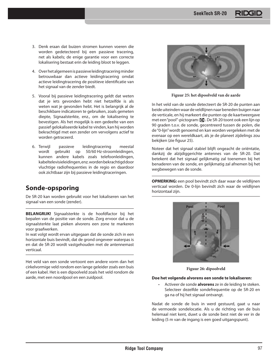 Sonde-opsporing | RIDGID SeekTech SR-20 User Manual | Page 98 / 301