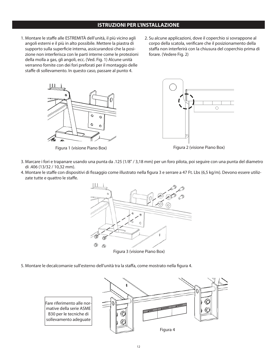 Istruzioni per l'installazione, Refer to asme b30 for proper rigging techniques | RIDGID Lift Bracket Accessory 497 User Manual | Page 14 / 50