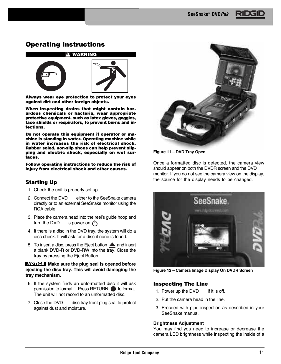 Operating instructions | RIDGID SeeSnake DVDPak User Manual | Page 13 / 359