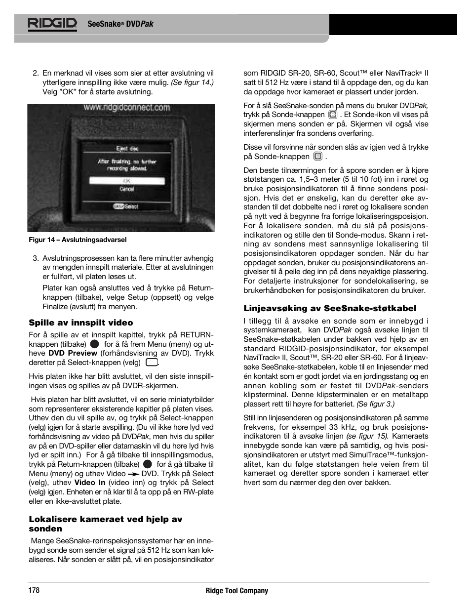 RIDGID SeeSnake DVDPak User Manual | Page 180 / 359