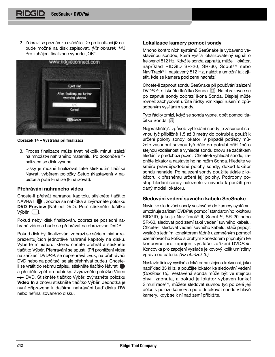 RIDGID SeeSnake DVDPak User Manual | Page 244 / 359