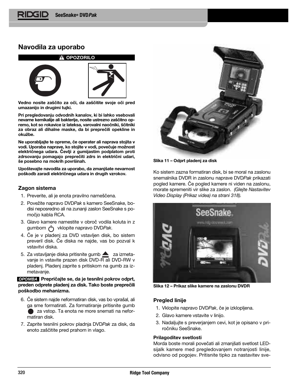 Navodila za uporabo | RIDGID SeeSnake DVDPak User Manual | Page 322 / 359